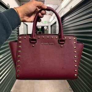 MICHAEL KORS
Selma Studded Saffiano Leather Satchel - Merlot
